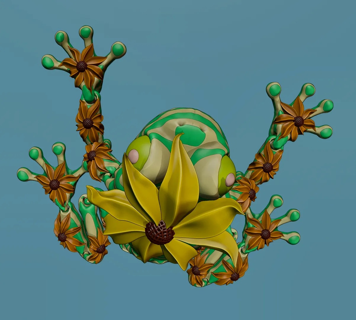 MAGNET ZEBRA FLOWER FROG